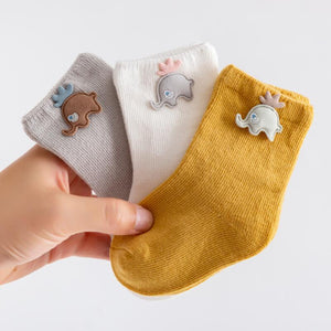 Le trio de chaussettes animaux pour nouveau-né